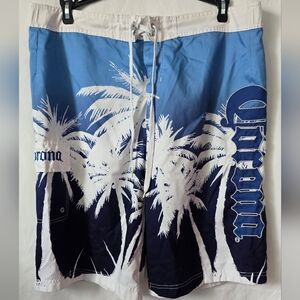 Corona Blue and White Men's Lined Swim Board Shorts XL